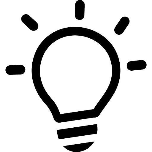 a light bulb icon with lines coming off it to indicate light